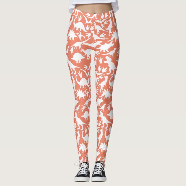 Legging Padrão de dinossauros 01 w. Laranja BG (Frente)