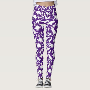 Legging Padrão de dinossauros 01 w. Roxo BG