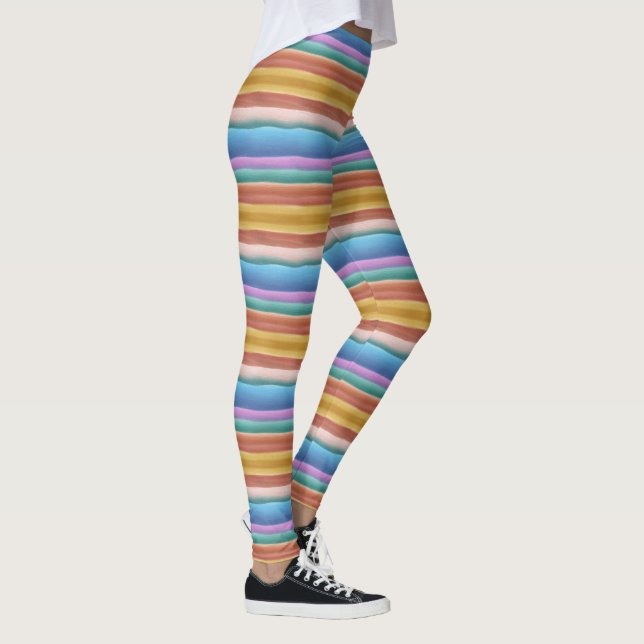 Legging Padrão de distribuição de cores de água multicolor (Direita)