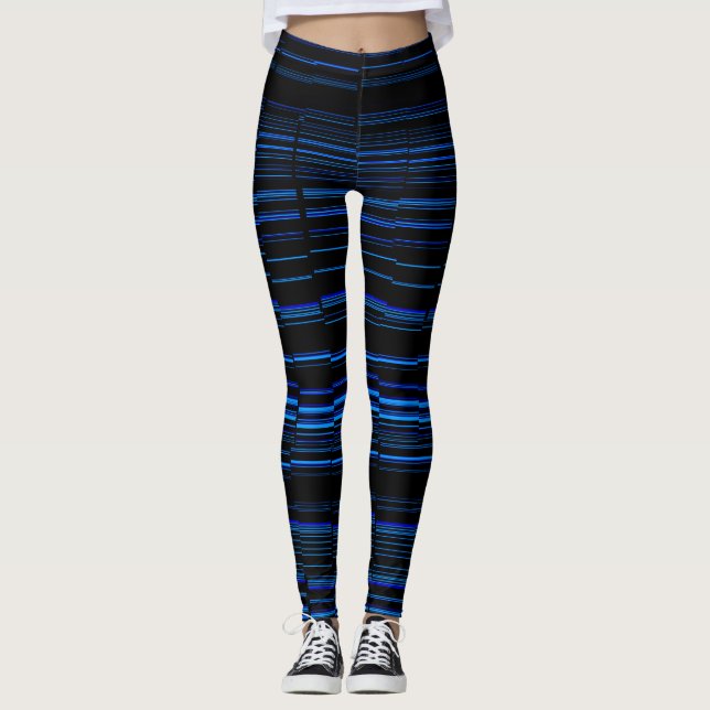 Legging Padrão de distribuição moderna única azul de meia- (Frente)