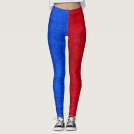 Legging Padrão de dois tons azul e vermelho desconfortável