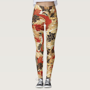 Legging Padrão de Dragão do Estilo de Tatuagem Japonês