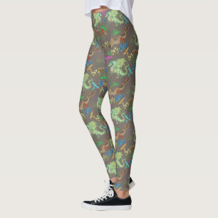 Legging Padrão de Dragão Florestal Encantado