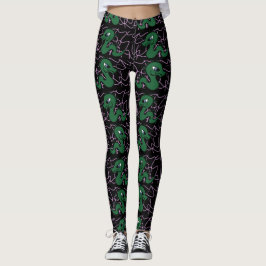 Legging Padrão de dragão verde bebê