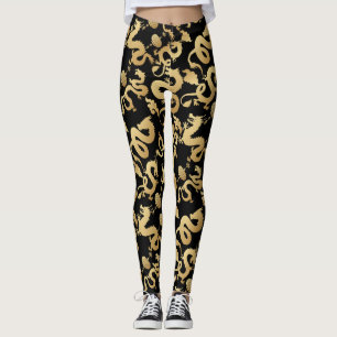 Legging Padrão de Dragões ouros - BG