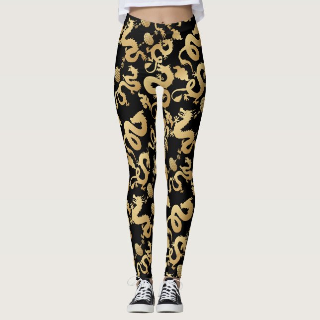 Legging Padrão de Dragões ouros - BG (Frente)