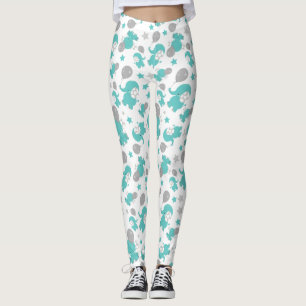 Legging Padrão De Elefantes Azuis, Elefantes Cutes, Estrel