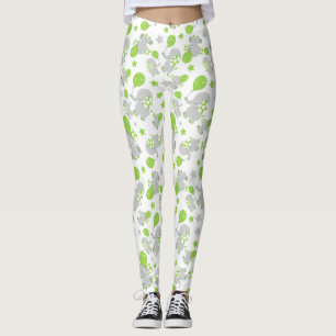 Legging Padrão De Elefantes, Elefantes Bonitos - Cinzas Ve