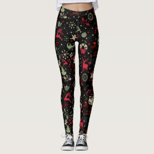 Legging Padrão de Elemento de Natal Antigo