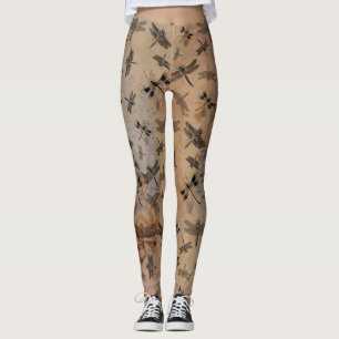 Legging Padrão De Entomologia Com Insetos Vintage