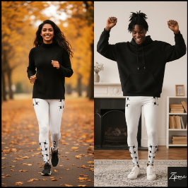 Legging Padrão de entrelaçamento - branco e preto