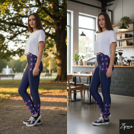Legging Padrão de entrelaçamento - Marinho escuro
