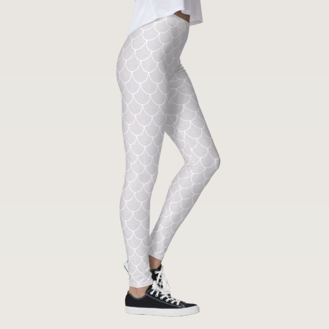 Legging Padrão de Escama de Sereia com Recorte Branco (Direita)