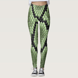Legging Padrão de Escamas de Cobra Verde Gráfico de Textur