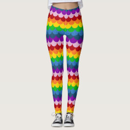 Legging Padrão de Escamas de Sereia Brilhantes Arco-íris