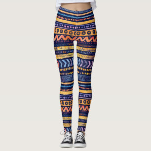 Legging Padrão de Escuro de Cor da Água Tribal Étnica
