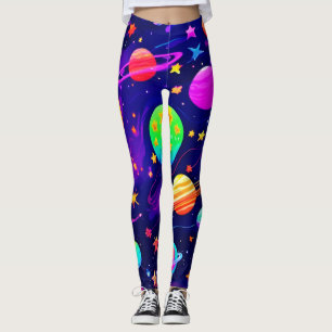 Legging Padrão de espaço colorido