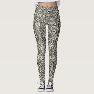 Legging Padrão de Espelho do Rhinestone Diamond Bling