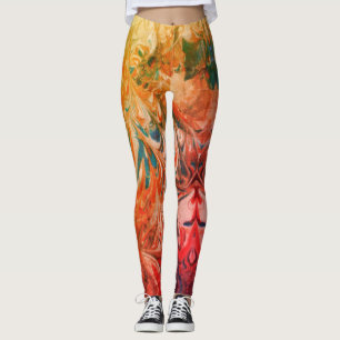 Legging Padrão de espirais de mármore multicolorido abstra