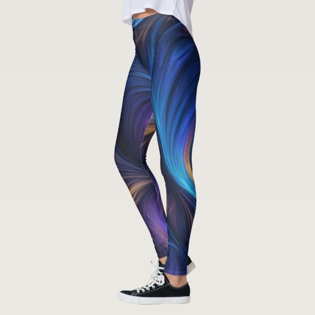 Legging Padrão de espiral azul colorido (Esquerda)