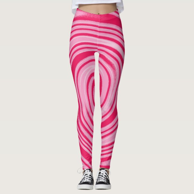Legging Padrão de espiral cor-de-rosa (Frente)