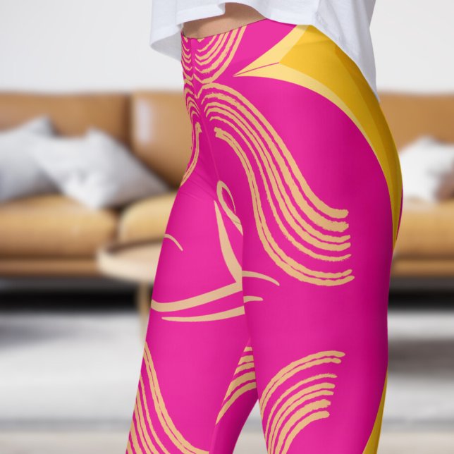Legging Padrão de espiral cor-de-rosa impressionante (Swirl on Hot Pink)