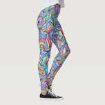 Legging Padrão de espiral de Abstrato de cor colorida, div<br><div class="desc">Leggings super divertidas,  com um padrão colorido de espiral abstrato. Perfeito para uma noite de folga,  concerto,  festival,  treino de ioga ou visto diário.</div>