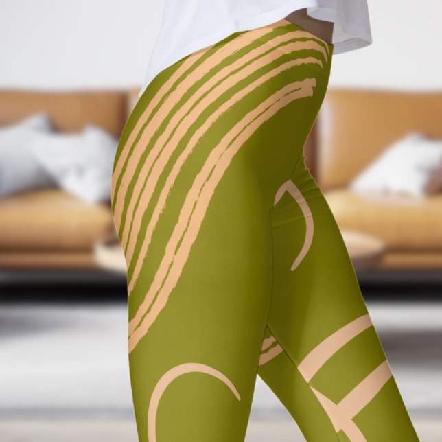 Legging Padrão de espiral verde-oliva impressionante (Swirl on Olive)