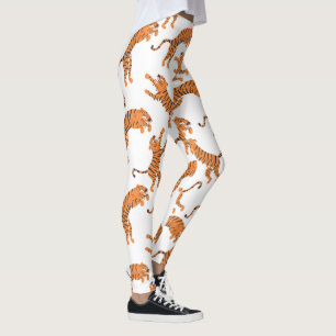 Legging Padrão de Estampa de Animal Tigre Branco Design