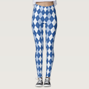 Legging Padrão de Estilo Azul e Branco sem costura