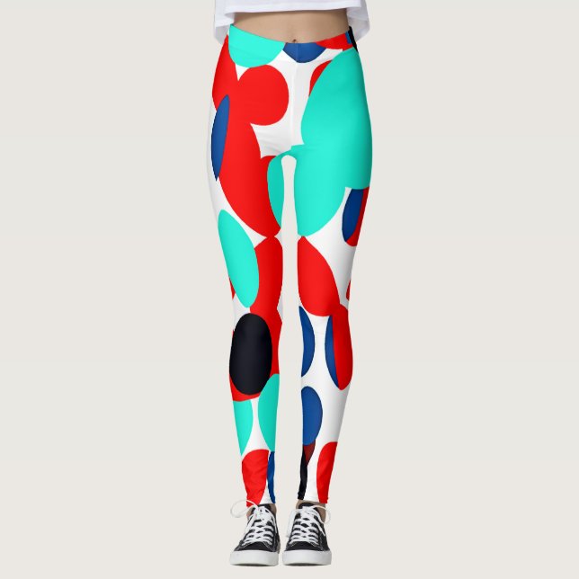 Legging Padrão de Estilo de Reprodução Dinâmica de Cores (Frente)