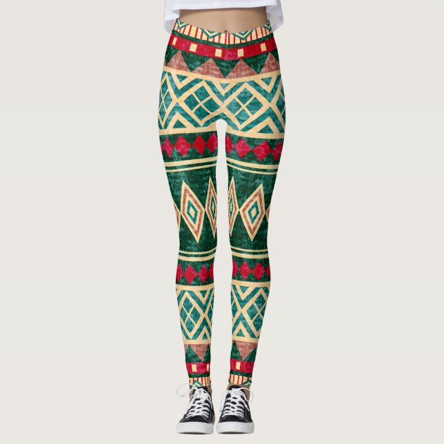 Legging Padrão de Estilo Geométrico Africano abstrato (Frente)