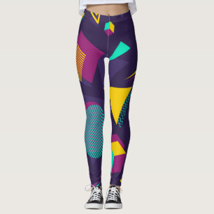 Legging Padrão de estilo Memphis do Vintage 90s