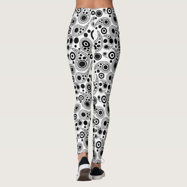 Legging Padrão de estilo paisley em círculos brancos (Verso)