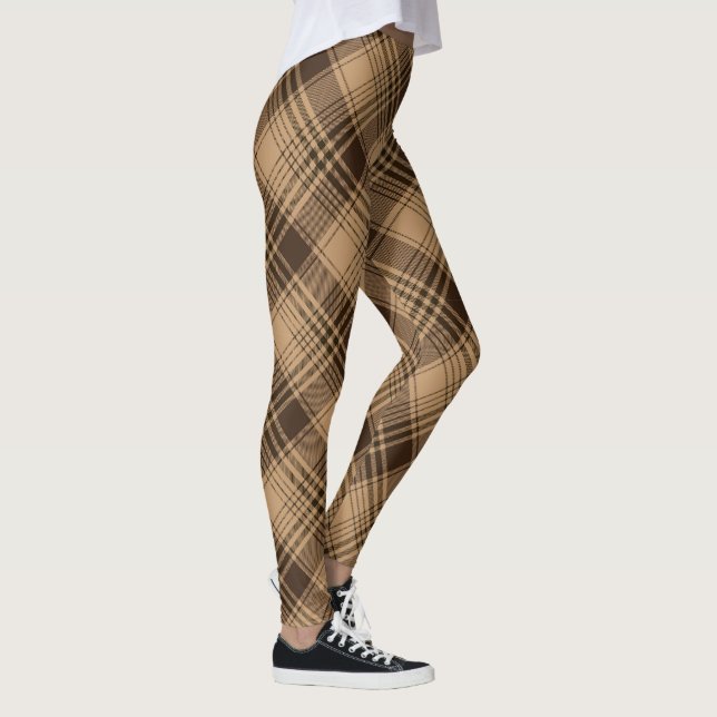 Legging  Padrão de Estilo Russo da Xadrez Brown Tartan (Direita)