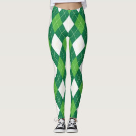 Legging Padrão de Estilo Verde e Branco