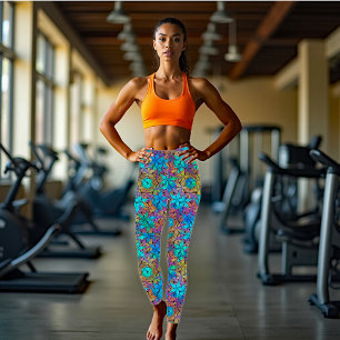 Legging padrão de estrela abstrato colorida