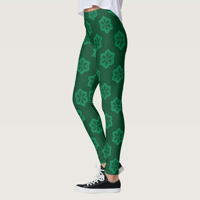Legging Padrão de Estrela de Neve Verde (Esquerda)