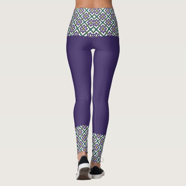 Legging Padrão de estrela do diamante da flor (Verso)