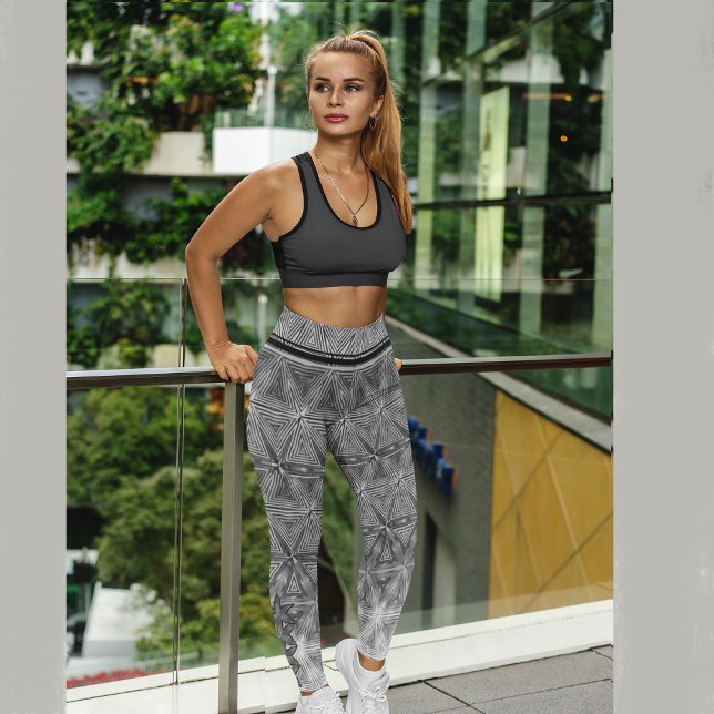 Legging Padrão de estrela preto e cinza (Criador carregado)