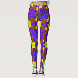 Legging padrão de estrelas azuis/roxas profundas