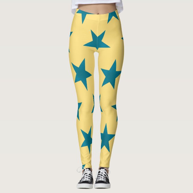 Legging Padrão de estrelas de ouro 18 (Frente)