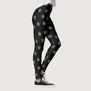 Legging Padrão de estrelas de prata da glittery