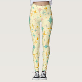 Legging Padrão de estrelas retrô coloridas