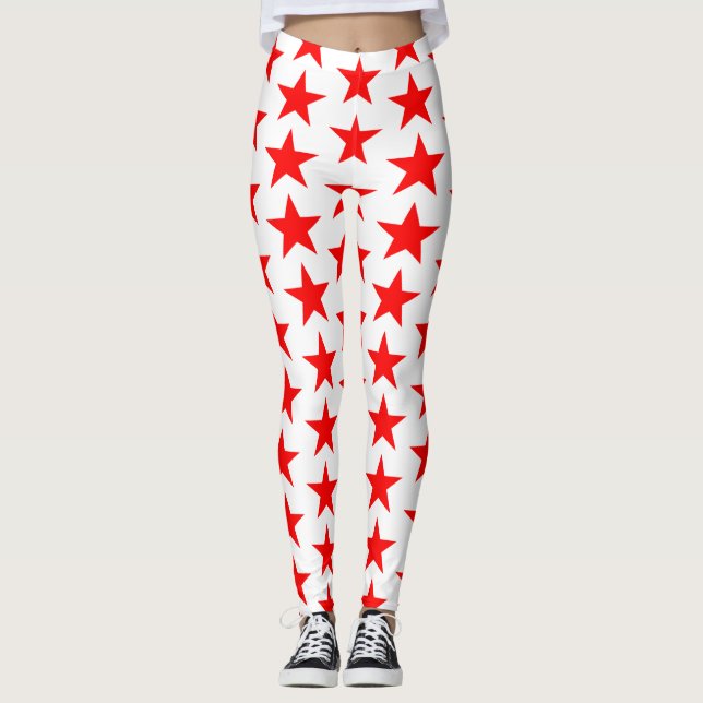 Legging Padrão de estrelas vermelhas (Frente)