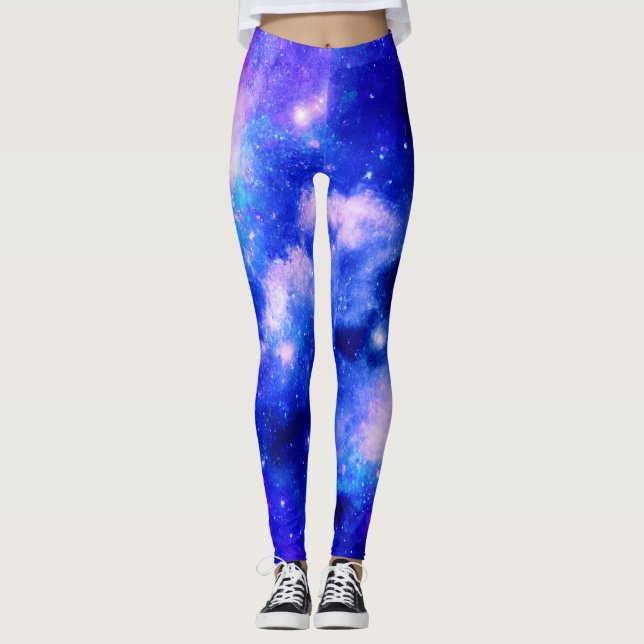 Legging Padrão de exploração de nebulosa vibrante (Frente)