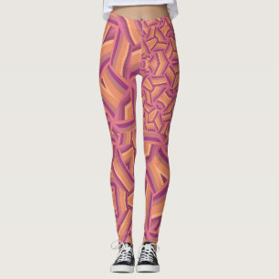 Legging Padrão de Explosão Psicodélica – Rosa e Laranja Gr