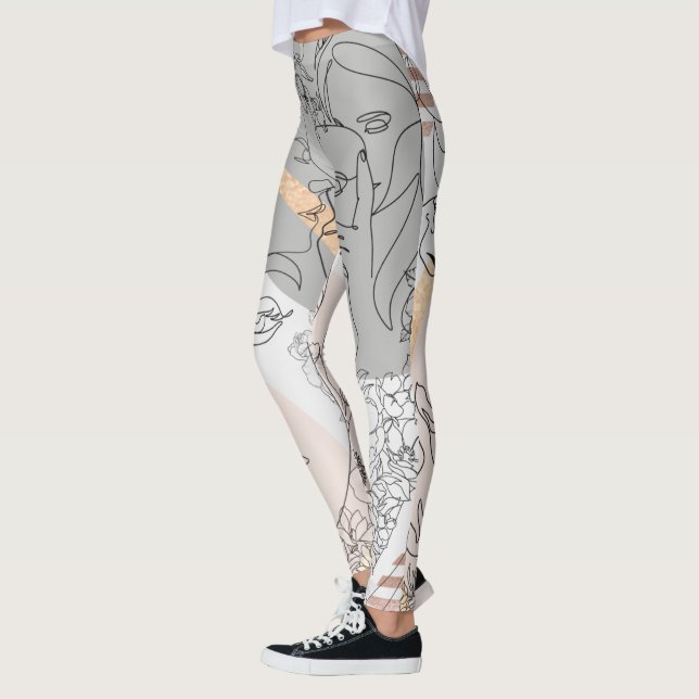 Legging Padrão de faces de linha (Esquerda)