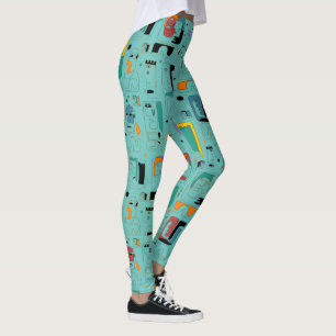 Legging Padrão de faces maias tribais abstratas 1