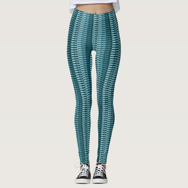 Legging Padrão de faixa de Abstrato Na moda moderno azul-l (Frente)